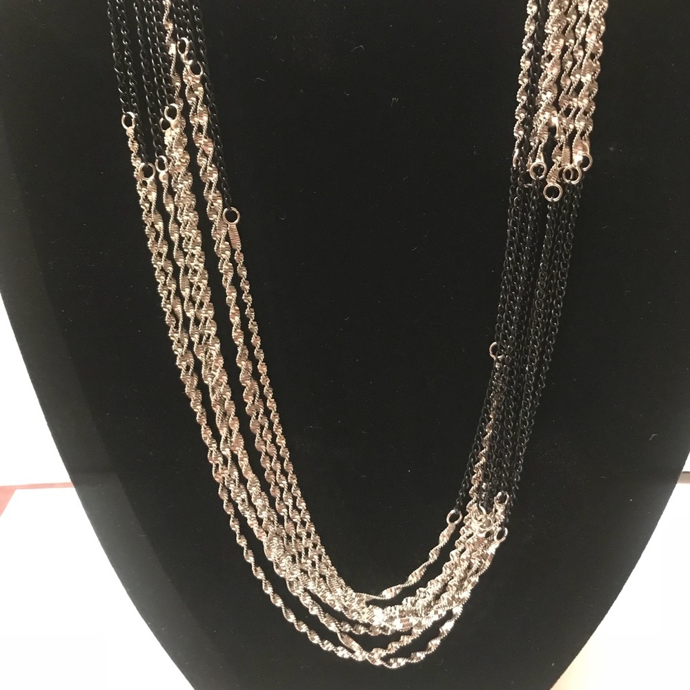 Silver and black necklace